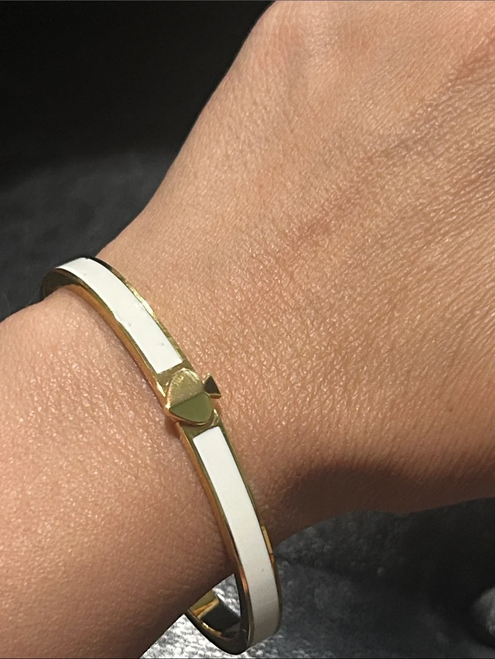 kate spade Gold and White Enamel Heart Hinged Bracelet - Picture 4 of 4